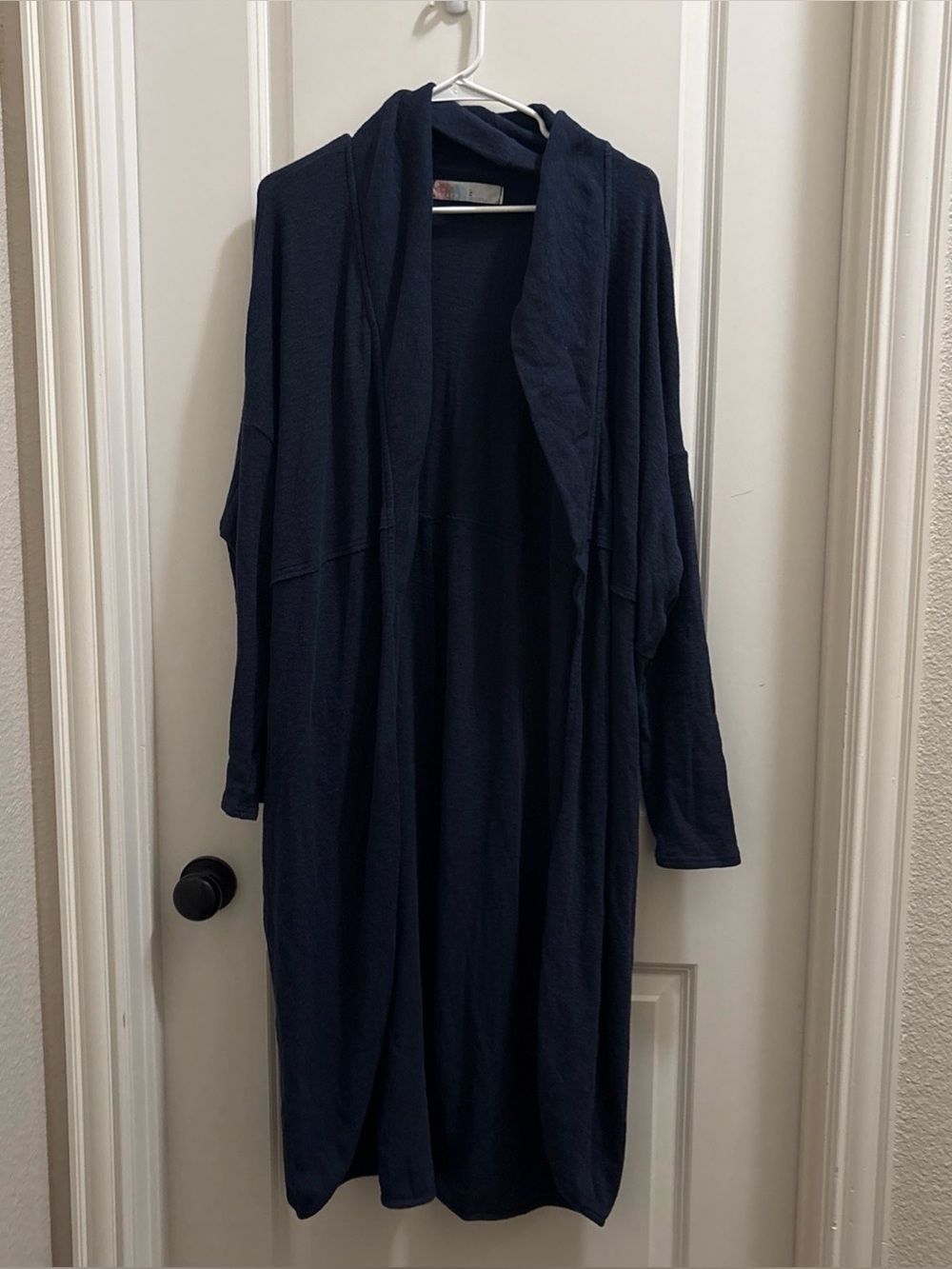 Free People FP BEACH Cardigan Navy Blue  Long Sleeve MAXI DUSTER Open Front